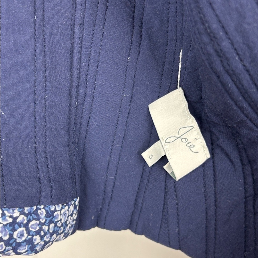 Joie Navy Floral Quilted Cropped Jacket - S - Picture 5 of 7